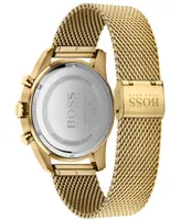 Hugo Boss Men's Skymaster Gold-Tone Stainless Steel Mesh Bracelet 44mm