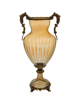 Amber Crystal and Brass Vase