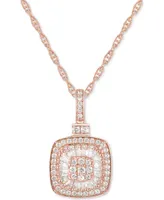 Diamond Baguette Square Cluster 18" Pendant Necklace (1/2 ct. t.w.) 14k Gold ,14k White or Rose