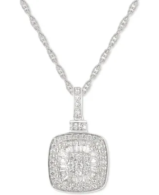 Diamond Baguette Square Cluster 18" Pendant Necklace (1/2 ct. t.w.) in 14k Gold ,14k White Gold or 14k Rose Gold