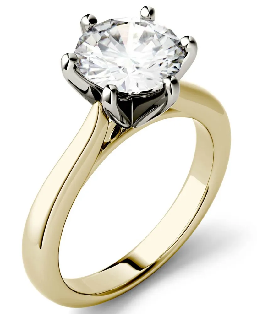 Moissanite Solitaire Engagement Ring 1-9/10 ct. t.w. Diamond Equivalent 14k White, Yellow or Rose Gold