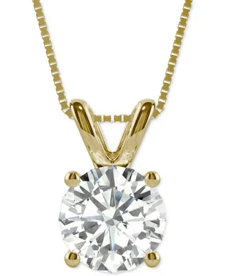 Moissanite Solitaire Pendant (3-1/10 ct. t.w. Diamond Equivalent) in 14k White Gold and 14k Yellow Gold