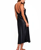 iCollection Women's Victoria Long Satin Lingerie Gown with Low Back