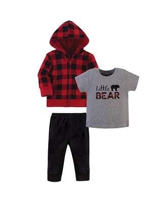 Little Treasure Toddler Boys Hoodie, Bodysuit or Tee Top, and Pant Set Bear, 2