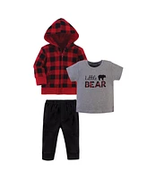 Little Treasure Toddler Boys Hoodie, Bodysuit or Tee Top, and Pant Set Bear, 2
