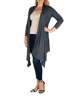 Women's Plus Size Extra Long Open Front Cardigan