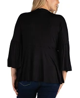 Plus Flared Open Front Cardigan Sweater