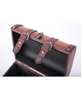 Vintiquewise Decorative Wood Leather Treasure Box - Large Trunk