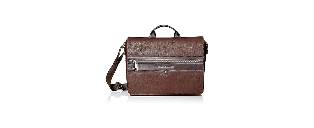 Tommy Hilfiger Men's Pebble Faux-Leather Leo Messenger Bag