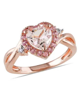 Morganite Pink Tourmaline and Diamond Accent Heart Ring
