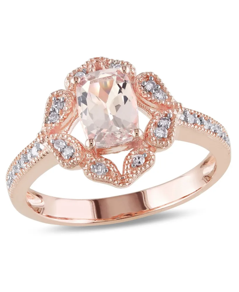 Morganite and Diamond Vintage-inspired Floral Halo Ring