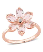 Morganite and Diamond Accent Floral Ring