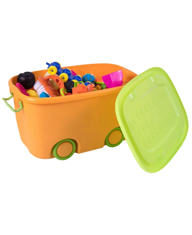 Vintiquewise Stackable Toy Storage Box with Wheels, Large