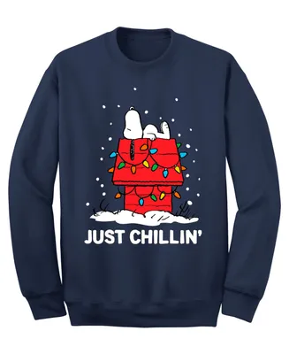 Men's Snoopy Just Chillin Christmas Crew Fleece Sweatshirt