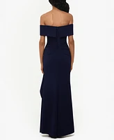 Xscape Ruffled Off-The-Shoulder Gown