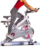 Sunny Health & Fitness Magnetic Belt Drive Indoor Premium Stationary Studio Cycling Exercise Bike Trainer for Home, Sf-B1876