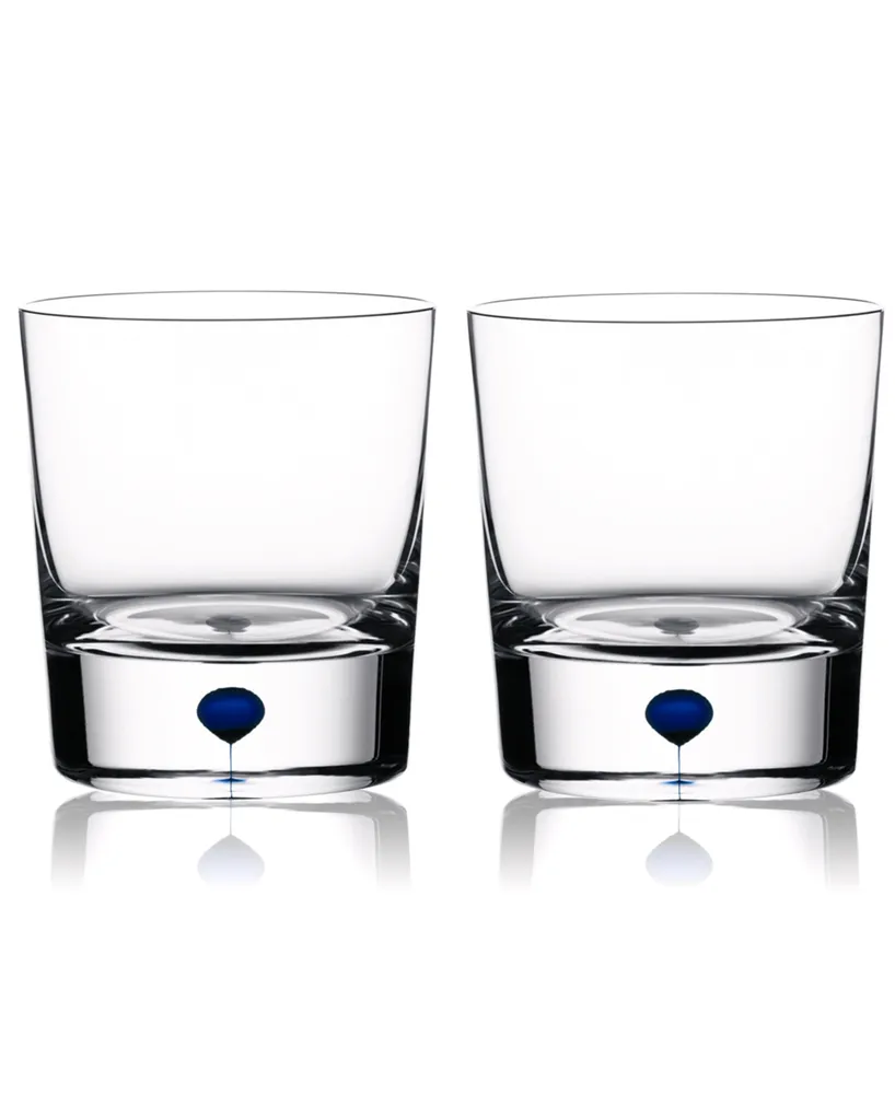 Orrefors Set of 2 Intermezzo Blue Double Old Fashioned Glasses