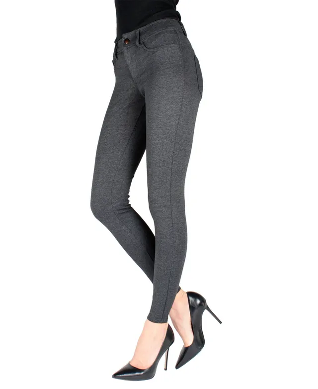 MeMoi Women's Pants-Style Ponte Basic Pocket Leggings