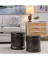 Lindy Hammered Metal Accent Stools, Set of 2