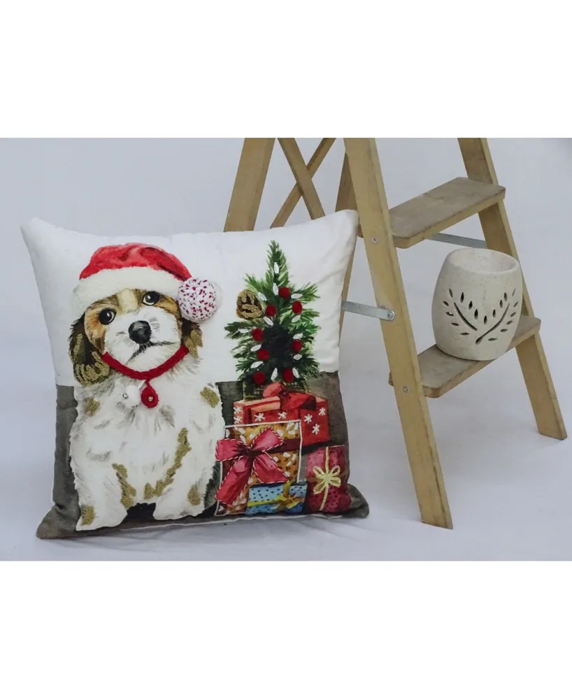 Chicos Home Holiday Dog Decorative Pillow,20" x 20"