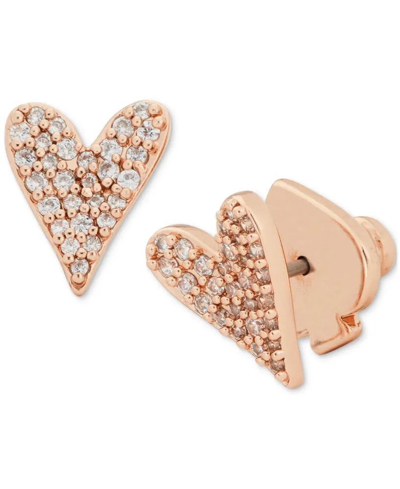 Kate Spade New York Rose Gold-Tone Pave Heart Stud Earrings