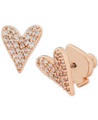 Kate Spade New York Rose Gold-Tone Pave Heart Stud Earrings