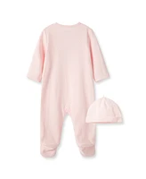 Little Me Baby Girls New World Girl Footed Coverall with Hat, 2 Piece Set