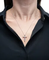 Diamond Cross Pendant Necklace (1/10 ct. t.w.) in Sterling Silver