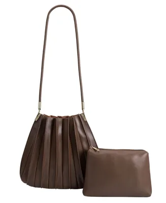 Melie Bianco Carrie Pleated Faux Leather Shoulder Bag
