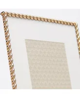 High Quality Polished Cast Metal Picture Frame - Rope Design with Mat, 8" x 10" - Gold