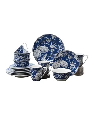 222 Fifth Adelaide Toile 16 Piece Dinnerware Set, Service for 4