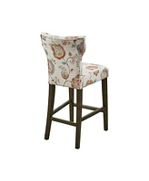 Madison Park Avila 25"H Chic Upholstered Floral Print High Back Button-Tufted Counter Stool