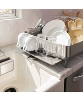 Simplehuman Kitchen Dish Drying Rack With Swivel Spout, Fingerprint-Proof Stainless Steel Frame, Grey Plastic