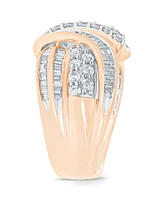 Diamond Double-Row Center Ring (2 ct. t.w.) 14K Gold , White or Rose