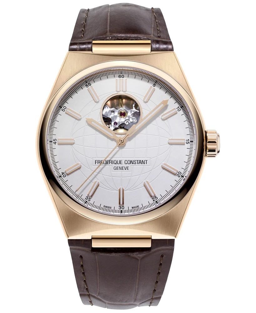 Frederique Constant Men's Swiss Automatic Highlife Heart Beat Brown Leather Strap Watch 41mm