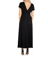 Women's Cap Sleeve V-Neck Maxi Dress