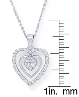 Diamond Triple Heart Pendant Necklace (1/4 ct. t.w.) in Sterling Silver