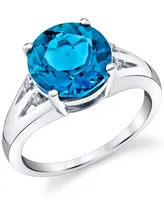 Blue Topaz (4-1/2 ct. t.w.) & Diamond Accent Ring in Sterling Silver