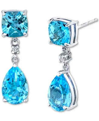 Blue Topaz (5-5/8 ct. t.w.) & Diamond Accent Drop Earrings in Sterling Silver
