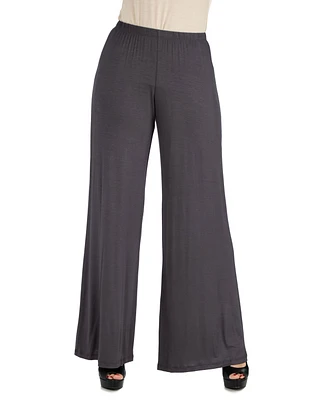 24Seven Comfort Apparel Women Comfortable Solid Color Palazzo Pants