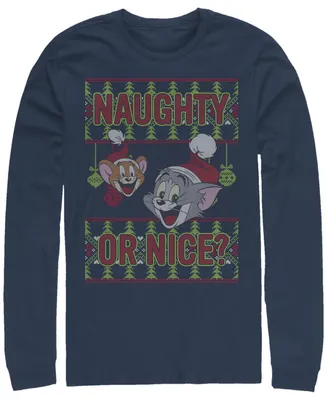 Men's Tom Jerry Naughty or Nice Long Sleeve T-shirt