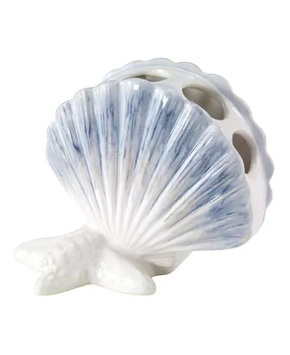 Avanti Abstract Coastal Seashells & Coral Ceramic Toothbrush Holder