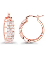 Macy's Cubic Zirconia 14k Rose Gold Round and Baguette Hoop Earrings (Also Over Silver or Silver)