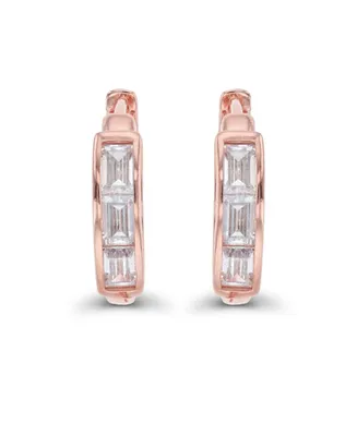 Macy's Cubic Zirconia Baguette Cut Huggie Earrings Sterling Silver (Also 14k Gold Over or Rose Silver)