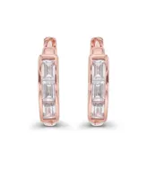 Macy's Cubic Zirconia Baguette Cut Huggie Earrings Sterling Silver (Also 14k Gold Over or Rose Silver)