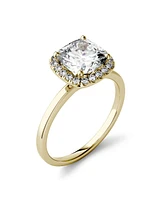Moissanite Cushion Halo Engagement Ring 1-3/8 ct. t.w. Diamond Equivalent 14k White or Yellow Gold
