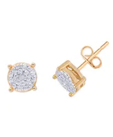 Diamond Accent Round Stud and Twist Hoop Earring Set in Gold Plate