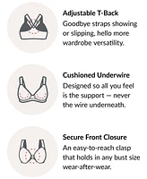 Glamorise Women's Plus Wonder Wire Front Close T-Back Bra 1246