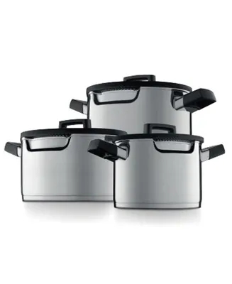 Gem Cookware Set with Downdraft Handles, 6 Pieces - Silver