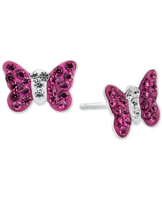 Giani Bernini Crystal Pave Butterfly Stud Earrings in Sterling Silver, Created for Macy's